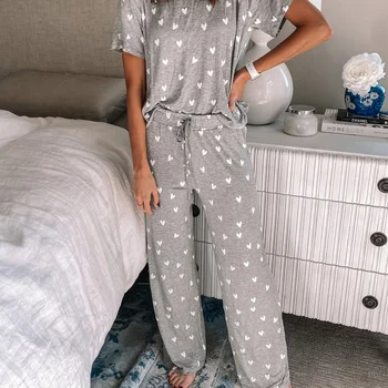 Breathable Soft Summer Sleepwear Loose Elastic Waist Top Pants Cute Printed Daily Home Crew Neck Women Pajama Set Short Sleeve
Breathable Soft Summer Sleepwear Loose Elastic Waist Top Pants Cute Printed Daily Home Crew Neck Women Pajama Set Short Sleeve