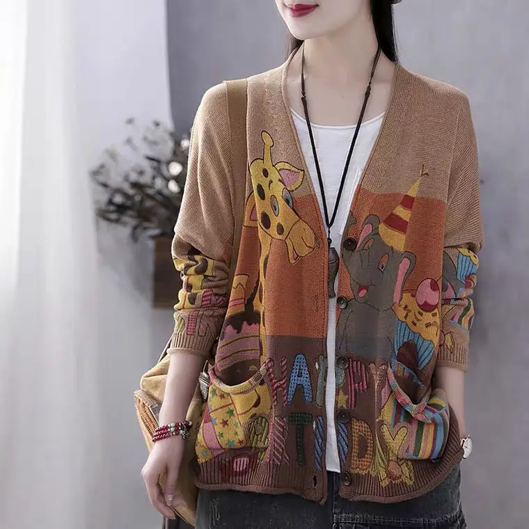 Retro Artistic 2020 Autumn and Winter New Printed Wool Sweater Coat Women's Cardigan Loose and Lazy Style
Retro Artistic 2020 Autumn and Winter New Printed Wool Sweater Coat Women's Cardigan Loose and Lazy Style
