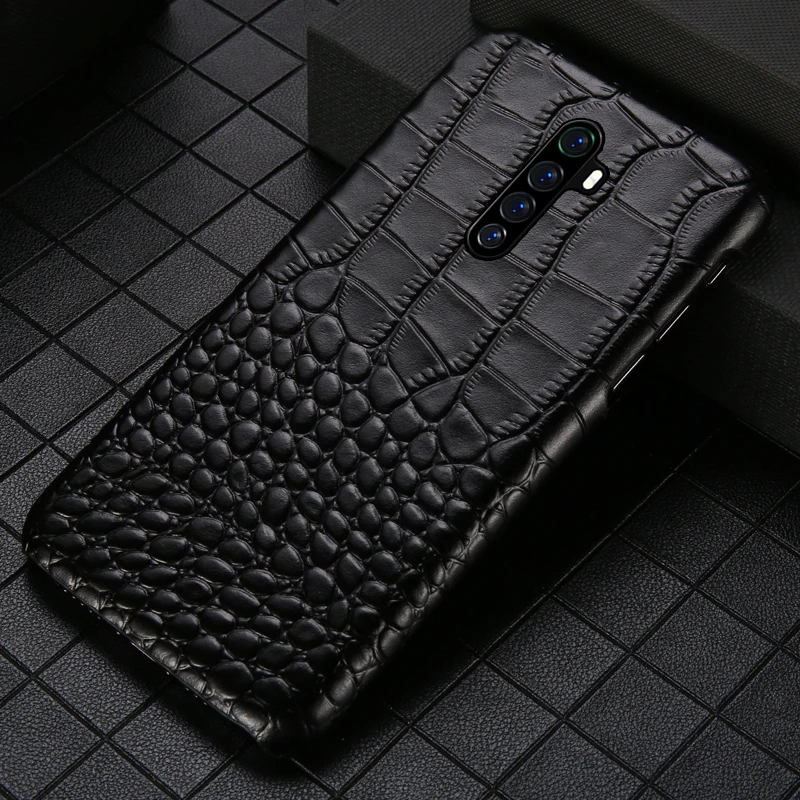 Genuine Leather Phone Case for Realme X2 Pro X2 X XT 5 Pro Crocodile Grain Cover For OPPO A5 A9 2020 Reno 2 3 Z Reno Ace R17 K5