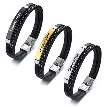 XTHUNDER Multi Layer Leather Bracelet Men Custom Engrave Name Stainless Steel Bracelets Male Jewelry Casual Personalized Bangle
XTHUNDER Multi Layer Leather Bracelet Men Custom Engrave Name Stainless Steel Bracelets Male Jewelry Casual Personalized Bangle