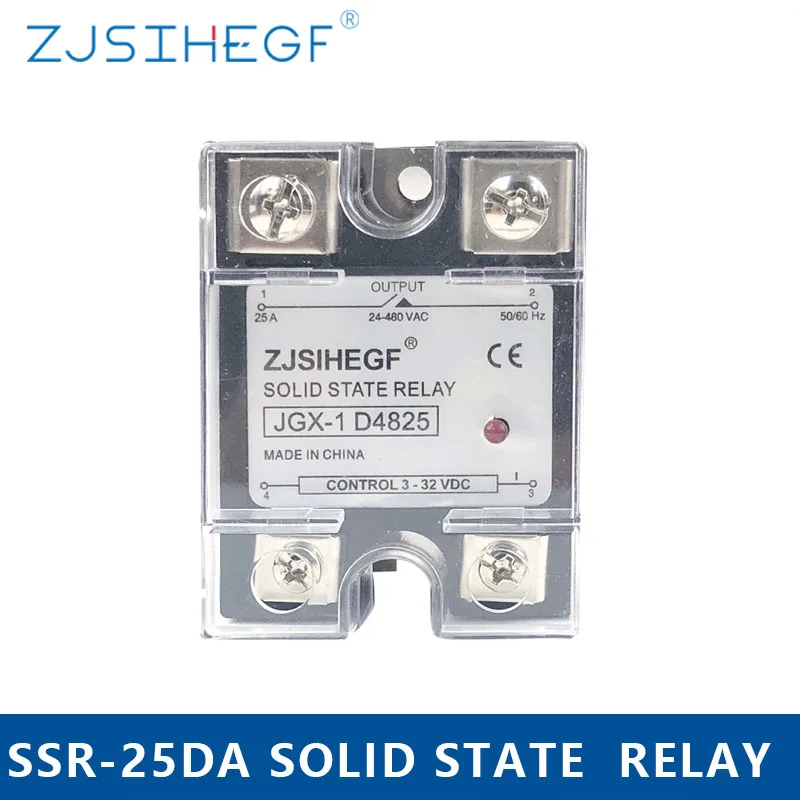Input 3-32VDC OUTPUT 24-480VAC Single Phase Solid State Relay JGX-4825DA 25DA SSR Application for Temperature Controller
Input 3-32VDC OUTPUT 24-480VAC Single Phase Solid State Relay JGX-4825DA 25DA SSR Application for Temperature Controller
