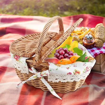 Picnic Basket Hand Made Wicker Bags Camping Shopping Storage Hamper with Lid Floral liner Food Basket Woven Fruit Storage Bask
Picnic Basket Hand Made Wicker Bags Camping Shopping Storage Hamper with Lid Floral liner Food Basket Woven Fruit Storage Bask