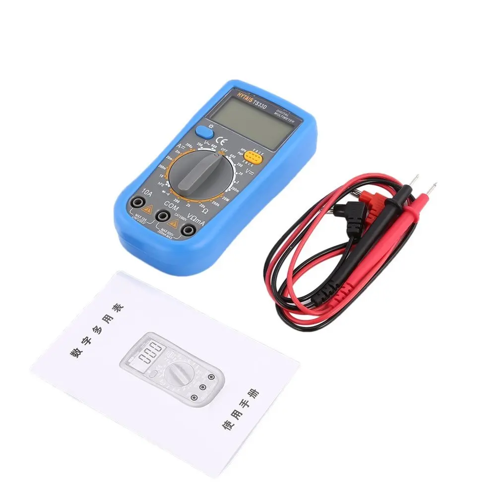 HYTAIS TS33D 1999 Counts Digital Multimeter AC/DC Voltage DC Current Resistance Diode Continuity hFE Tester Meter
HYTAIS TS33D 1999 Counts Digital Multimeter AC/DC Voltage DC Current Resistance Diode Continuity hFE Tester Meter