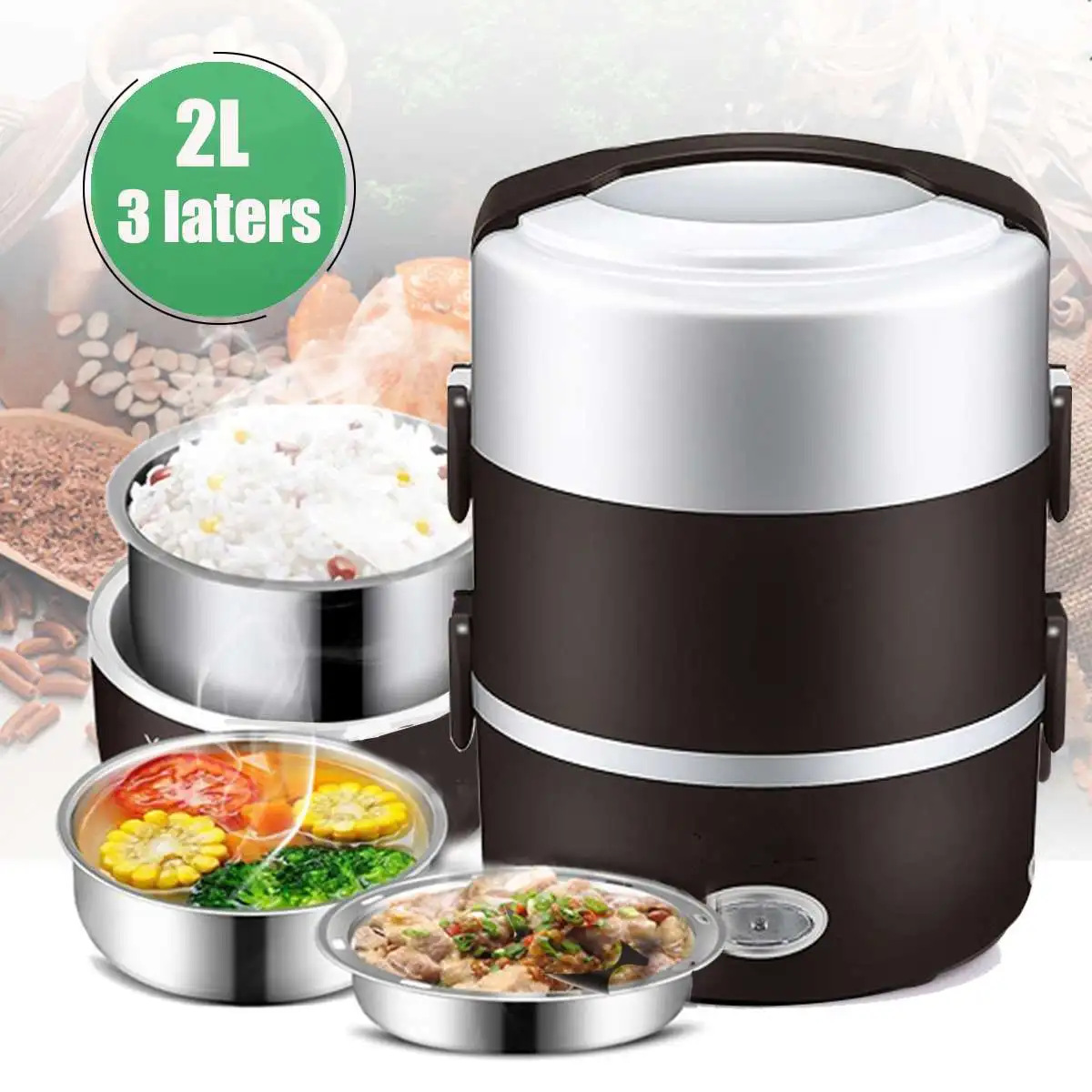 3 Layer 2L Portable Lunch Box Mini Electric Rice Cooker Steamer Meal Thermal Heating Automatic Food Container Warmer Cooking Pot
3 Layer 2L Portable Lunch Box Mini Electric Rice Cooker Steamer Meal Thermal Heating Automatic Food Container Warmer Cooking Pot