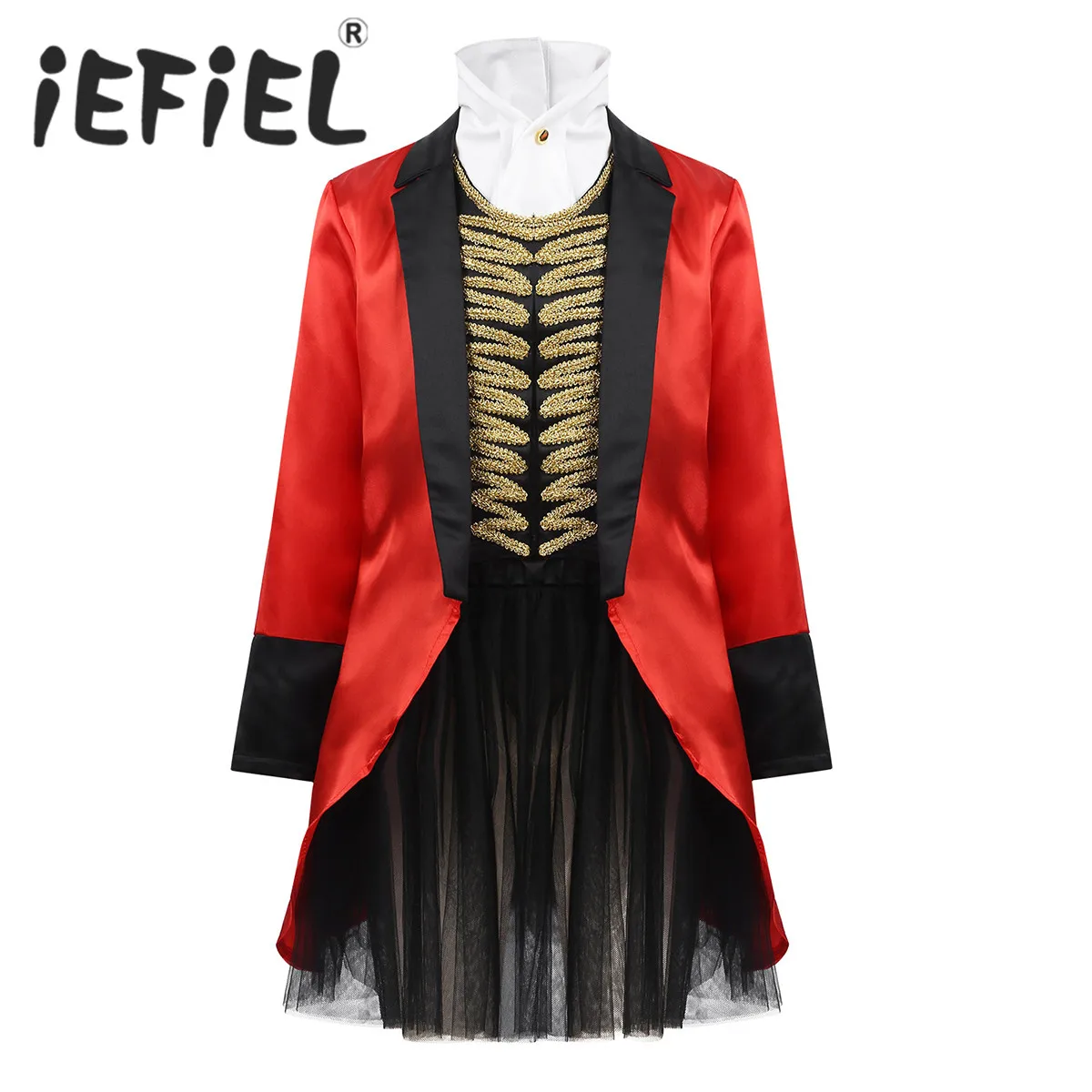Kids Girls Circus Ringmaster Costume Outfit Jacket Decorative Necktie Mesh Tutu Skirt Set for Halloween Cosplay Party Dress Up
Kids Girls Circus Ringmaster Costume Outfit Jacket Decorative Necktie Mesh Tutu Skirt Set for Halloween Cosplay Party Dress Up
