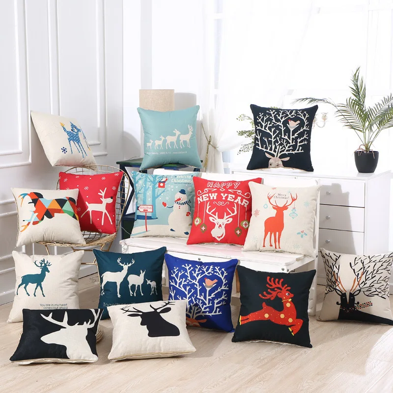 Pillow linen cushion with custom printed LOGO Christmas deer christmas pillow cover sofa pillow cojines decorativos para sofa
Pillow linen cushion with custom printed LOGO Christmas deer christmas pillow cover sofa pillow cojines decorativos para sofa
