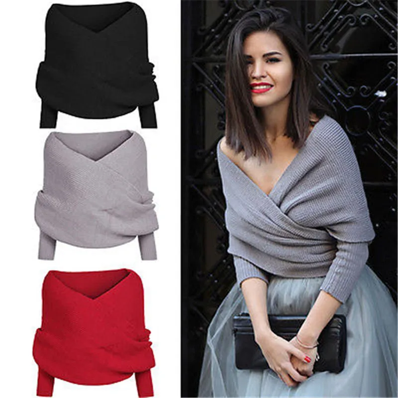 155 Women Sexy V-neck Wrap Sweaters Chunky Knitted Sweater Off Shoulder Long Sleeve Female Loose Oversized Scarfkiki02
155 Women Sexy V-neck Wrap Sweaters Chunky Knitted Sweater Off Shoulder Long Sleeve Female Loose Oversized Scarfkiki02