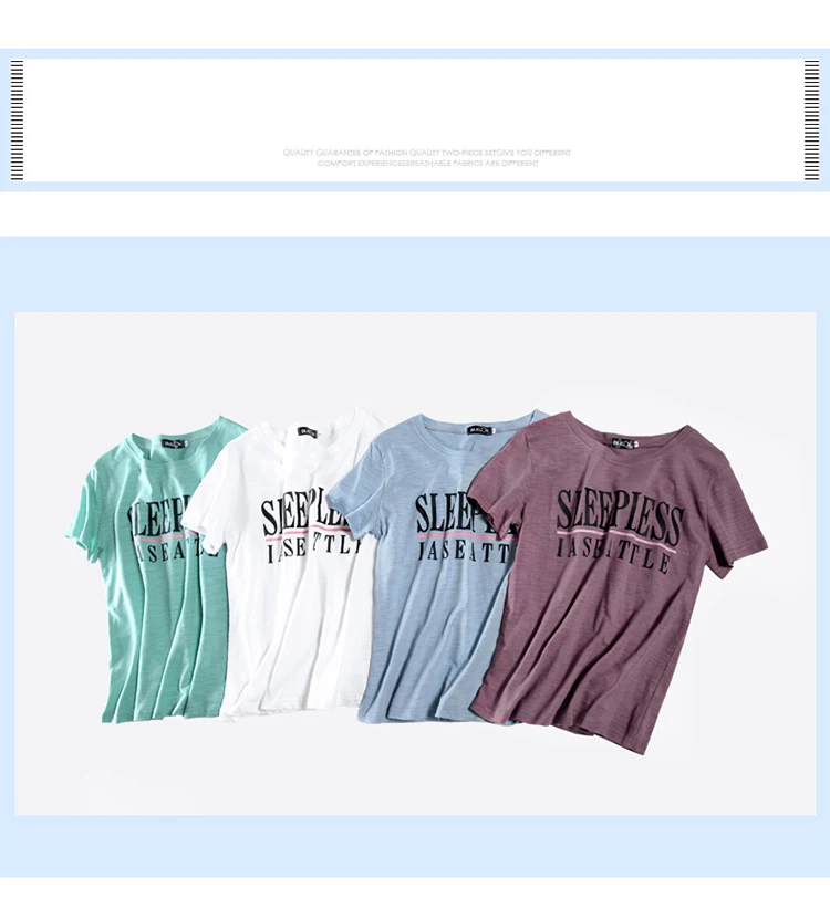 New 95% Cotton letter Women T-shirt Summer Short Sleeve Round Neck Harajuku Printing Tee Women Casual Fashion Female Tops
