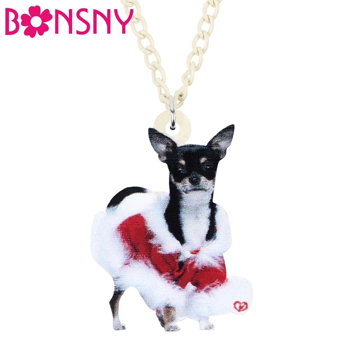 Фото Bonsny акриловый Рождественский костюм чихуахуа подвеска для ожерелья собак цепь