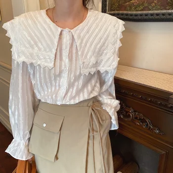 Alien Kitty Vintage Elegant Tops 2020 New White Blouses Large Lapel Flounced Long Sleeve Korean Style White Shirt White Blusas
Alien Kitty Vintage Elegant Tops 2020 New White Blouses Large Lapel Flounced Long Sleeve Korean Style White Shirt White Blusas