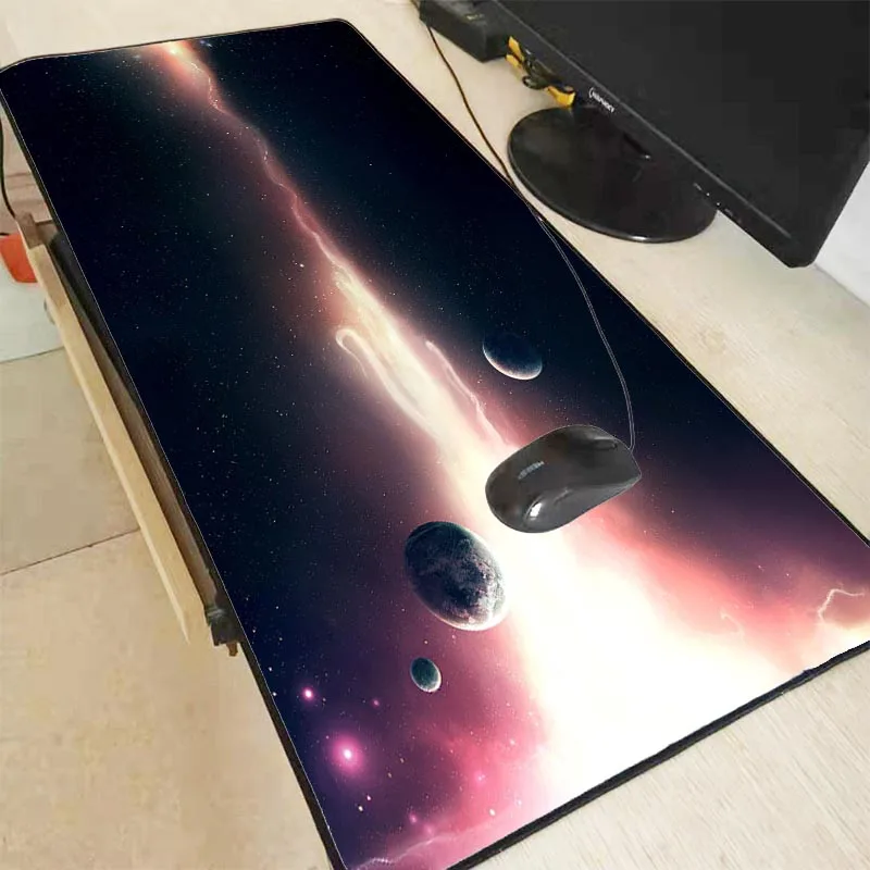 Фото Большой игровой коврик для мыши XGZ Purple Space Earth с фиксирующими краями аниме