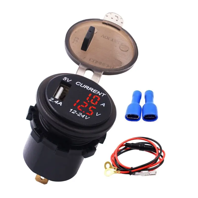 New 5V 2.4A USB Charger Socket Adapter Power Outlet with Voltage Current Display Voltmeter for 12-24V Car Boat Truck Motorcycle
New 5V 2.4A USB Charger Socket Adapter Power Outlet with Voltage Current Display Voltmeter for 12-24V Car Boat Truck Motorcycle