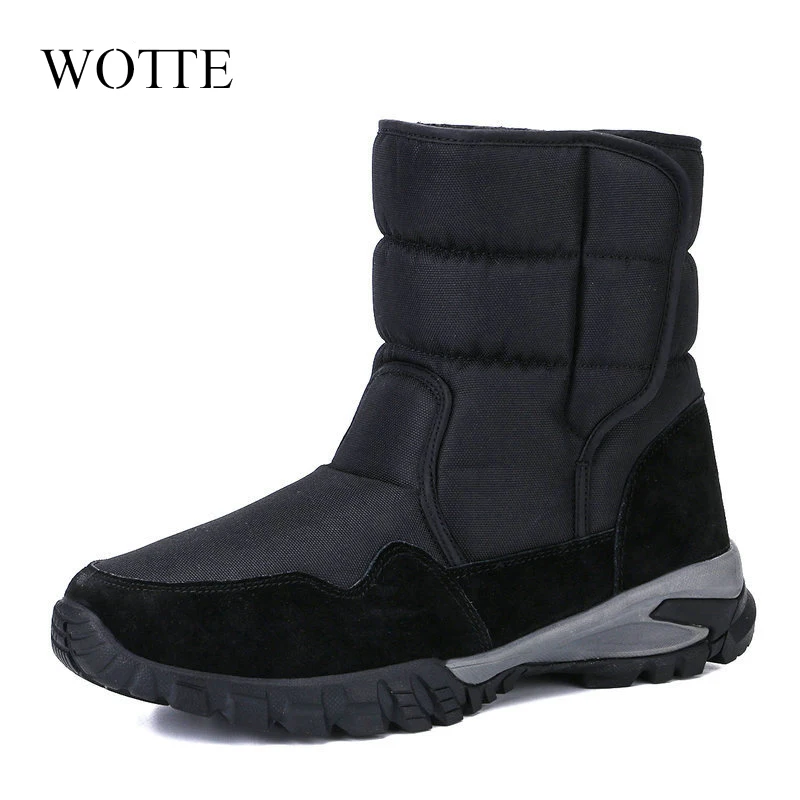 

Men Boots 2020 New snow Boot Winter Shoe Big Size Black Solid Colour Upper thick warm fur insole MD Strong Outsole botas hombre