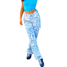 Women's Light Blue Water Print Straight Jeans Autumn Fashion Irregular Stripe Printing High-waist Long Pants with Pocket
Women's Light Blue Water Print Straight Jeans Autumn Fashion Irregular Stripe Printing High-waist Long Pants with Pocket