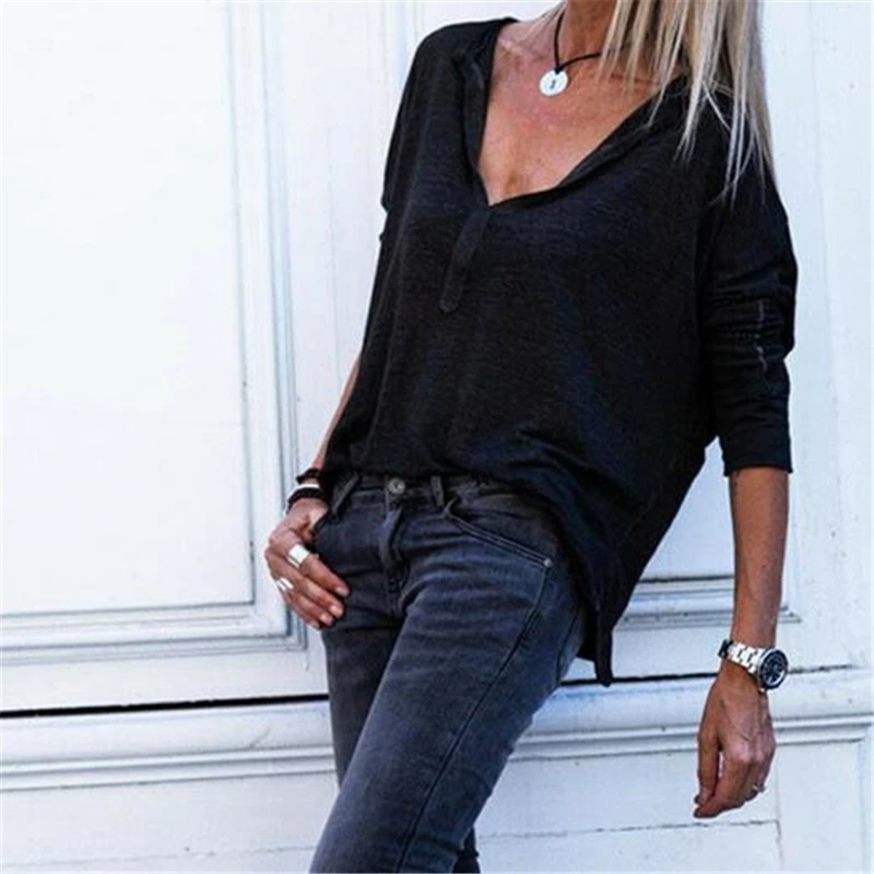 Women Blouses V Neck Casual Loose Long Sleeve Blouse Cotton Linen Shirt Tops Solid Color Ladies Clothes Woman Tops 
Women Blouses V Neck Casual Loose Long Sleeve Blouse Cotton Linen Shirt Tops Solid Color Ladies Clothes Woman Tops