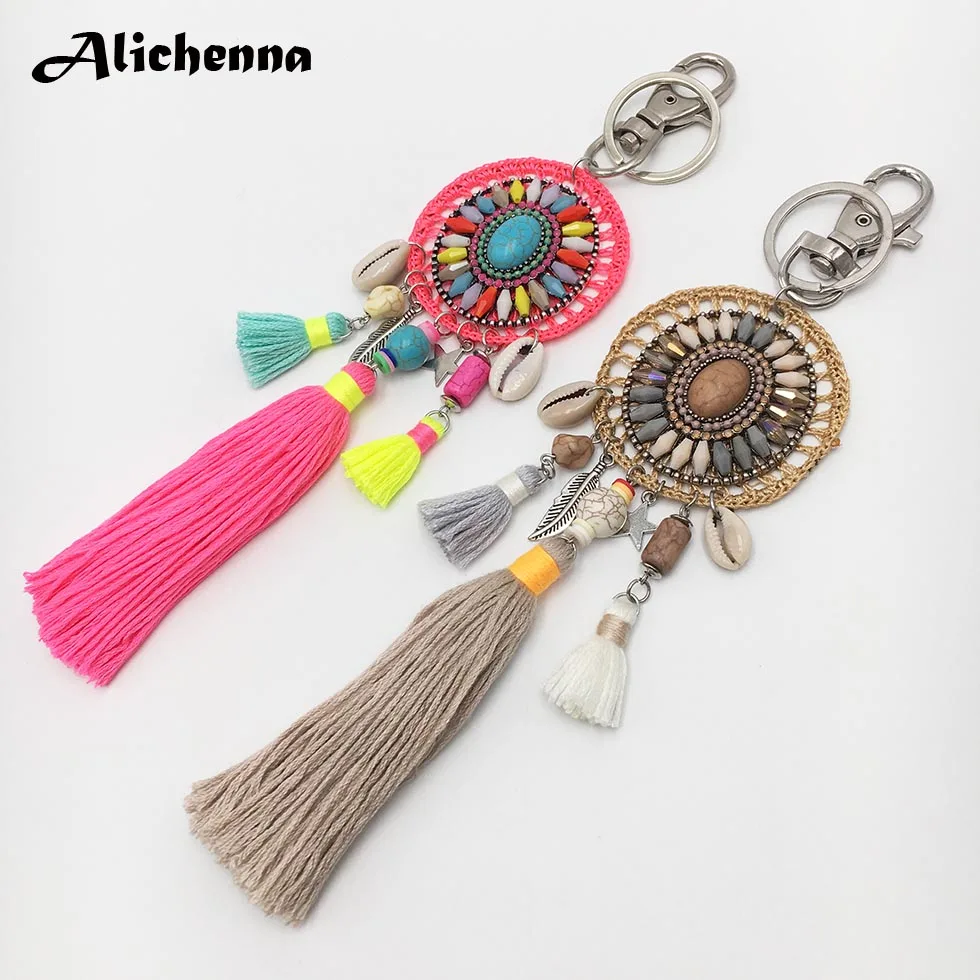 Hand-woven Rope Loop Crystal Inlay Keychain Bohemian Shell Stone Tassel Pendant Keychain Statememt Vintage Women Bag Pendants
Hand-woven Rope Loop Crystal Inlay Keychain Bohemian Shell Stone Tassel Pendant Keychain Statememt Vintage Women Bag Pendants