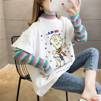 The new 15741 stripe splicing sleeve cartoon printed t-shirts, fleece and 32
The new 15741 stripe splicing sleeve cartoon printed t-shirts, fleece and 32