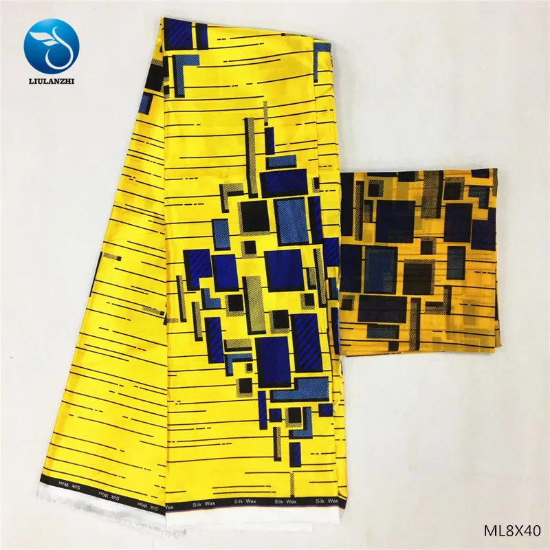 

LIULANZHI Silk wax fabrics New satin fabric nigerian wax polyester fabric prints Hot sale 4+2yards/lot ML8X