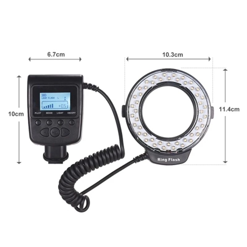HD-130 Macro LED Ring Flash Light LCD Display 3000-15000K GN46 Power Control with 3 Flash Diffusers 8 Adapter Rings for Canon Ni
HD-130 Macro LED Ring Flash Light LCD Display 3000-15000K GN46 Power Control with 3 Flash Diffusers 8 Adapter Rings for Canon Ni