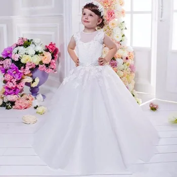 Custom Made Flower Girls Dress for Wedding Lace Girl's First Communication Illusion Crew Neck Girls Party Birthday Gowns
Custom Made Flower Girls Dress for Wedding Lace Girl's First Communication Illusion Crew Neck Girls Party Birthday Gowns