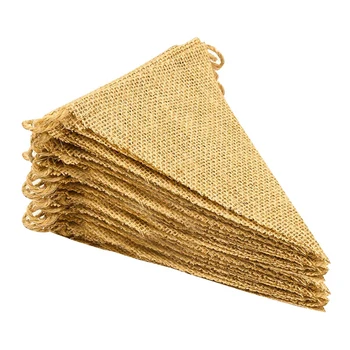 

48 Pcs Burlap Banner, 36 Ft Triple-cornered Flag,DIY Decoration for Holidays, Wedding, Camping,Party and Any Occasion