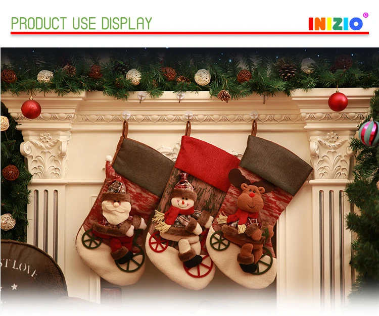 stockings santa snowman socks christmas new year candy gift bags
