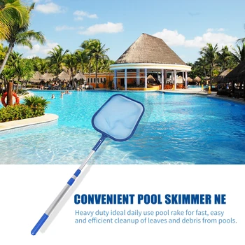Pool Skimmer Net with Telescopic Pole Removal Leaf Rake Swimming Pool Ponds Fast Cleaning Tool with Heavy-Duty Aluminium Frames