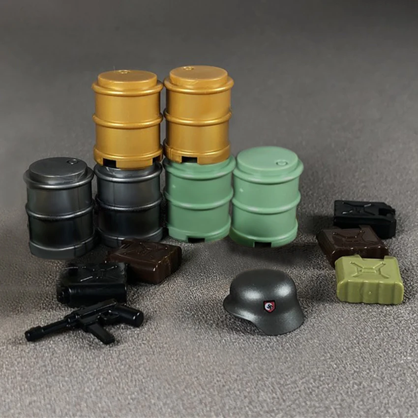10Pcsset Legoingly Military Equipment Petrol Cans Bottles Building Blocks Bricks City MOC Accessories Parts Kits DIY Toys (6)