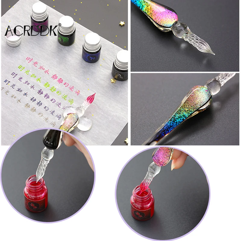 Crystal Starry Sky Glass Pen Vintage Signature Drawing Calligraphy Pen Glass Dip Pen Set FC
Crystal Starry Sky Glass Pen Vintage Signature Drawing Calligraphy Pen Glass Dip Pen Set FC