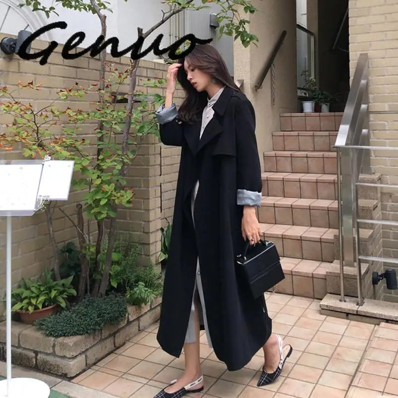 Genuo Autumn Black Trench Coat Women Fashion Korea Style Lace Up Long Trench Coats Windbreaker Female Thin Women Coat Cardigan
Genuo Autumn Black Trench Coat Women Fashion Korea Style Lace Up Long Trench Coats Windbreaker Female Thin Women Coat Cardigan