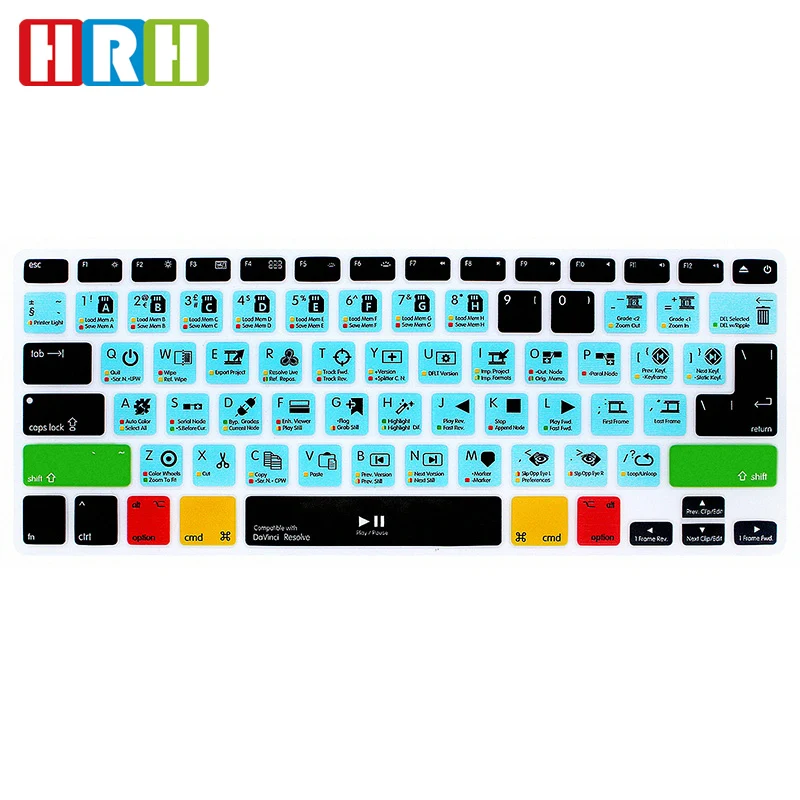 HRH DaVinci Resolve Hotkey Shortcuts Function Silicone Keyboard Cover Protector Keypad Skin For Mac Air Pro Retina 13 15 17EU/US
HRH DaVinci Resolve Hotkey Shortcuts Function Silicone Keyboard Cover Protector Keypad Skin For Mac Air Pro Retina 13 15 17EU/US