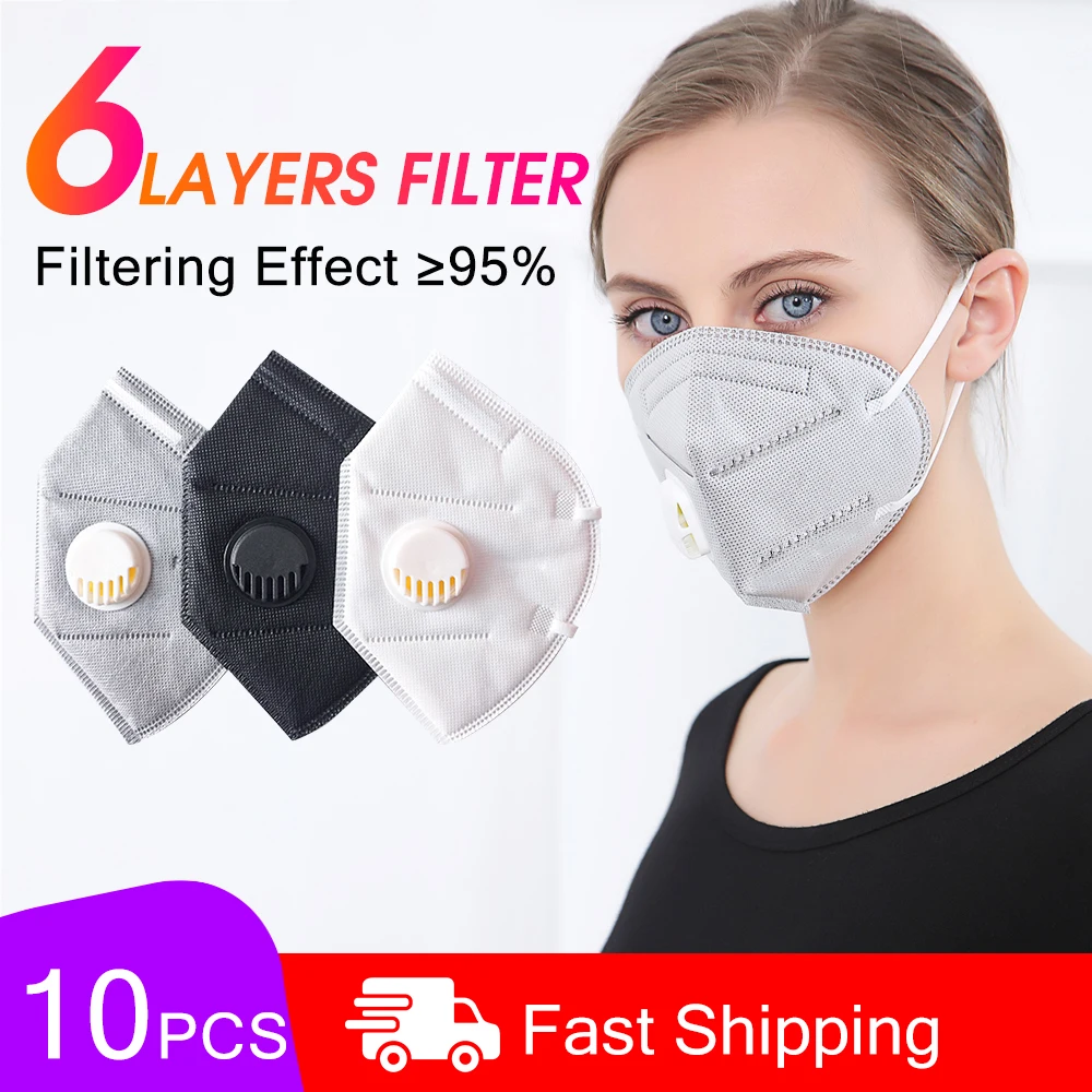 10pcs N95 Face Mask 6 Layers Filter Mouth Masks Anti Dust Filter PM2.5 KN95 Respirator Protection ffp2 Nonwoven With Valve
10pcs N95 Face Mask 6 Layers Filter Mouth Masks Anti Dust Filter PM2.5 KN95 Respirator Protection ffp2 Nonwoven With Valve