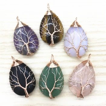 Roses Gold Color Tree of Life Necklace Natural Stone Gems Pendants Wire Wrap Pink Quartz Tiger Eye Green Aventurine Suspension
Roses Gold Color Tree of Life Necklace Natural Stone Gems Pendants Wire Wrap Pink Quartz Tiger Eye Green Aventurine Suspension