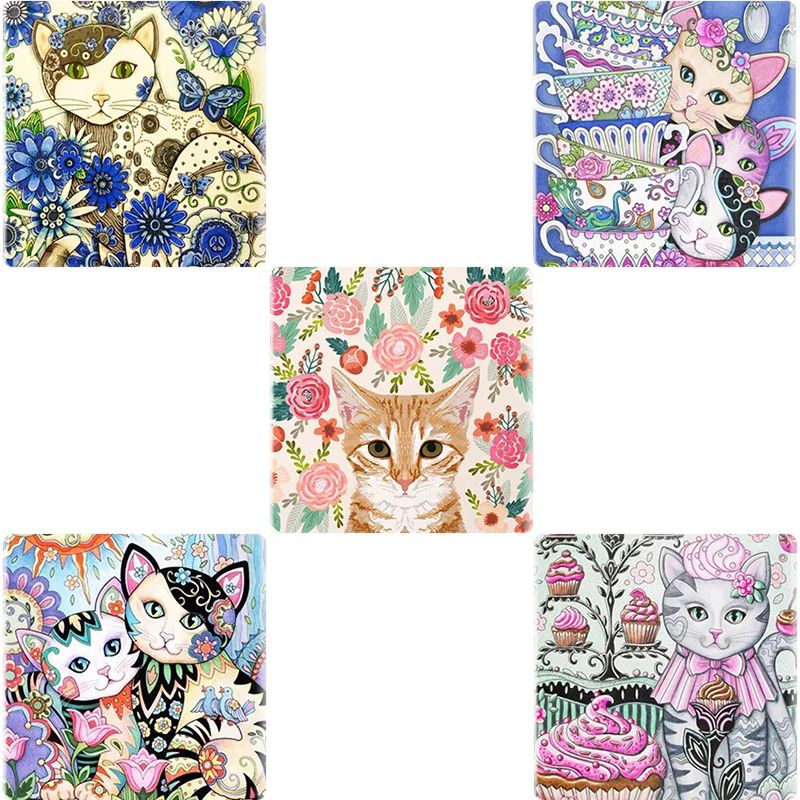 Фото JOINBEAUTY красочный Кот Цветы Любовь Домашние животные шаблон квадратная фотография