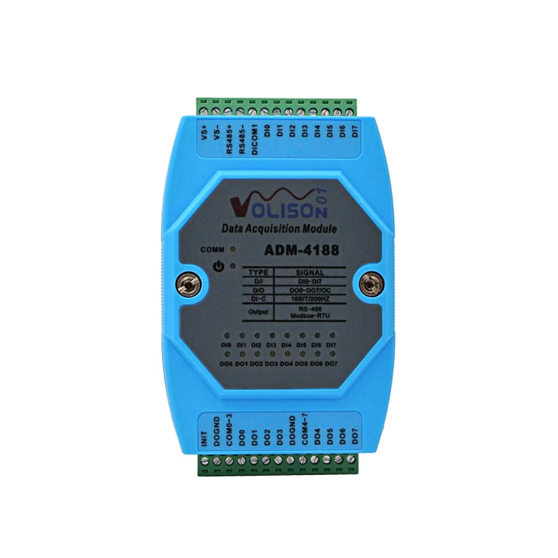 ADM-4188 8Channel Isolated Digital Industrial Switch 8DI/DO Data Acquisition Module RS485 MODBUS RTU | Безопасность и защита