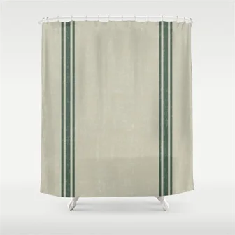 vintage-country-french-grainsack-green-stripes-linen-color-background-trl-shower-curtains