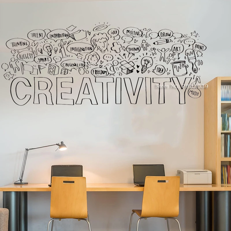 

Creativity Wall Decal Funny Classroom Wall Decor School office decoration Art Vinyl Wall Stickers Home Living Room Murals LC1459