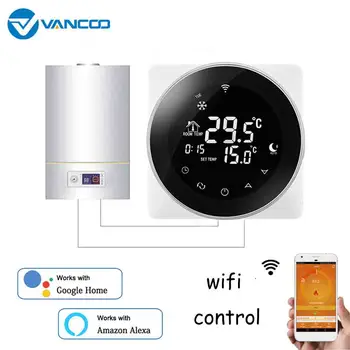 Vancoo Smart Home Heating Thermostat for Gas Boiler Room Wireless Thermostat with Touch LCD Screen Works with Google Home Alexa
Vancoo Smart Home Heating Thermostat for Gas Boiler Room Wireless Thermostat with Touch LCD Screen Works with Google Home Alexa