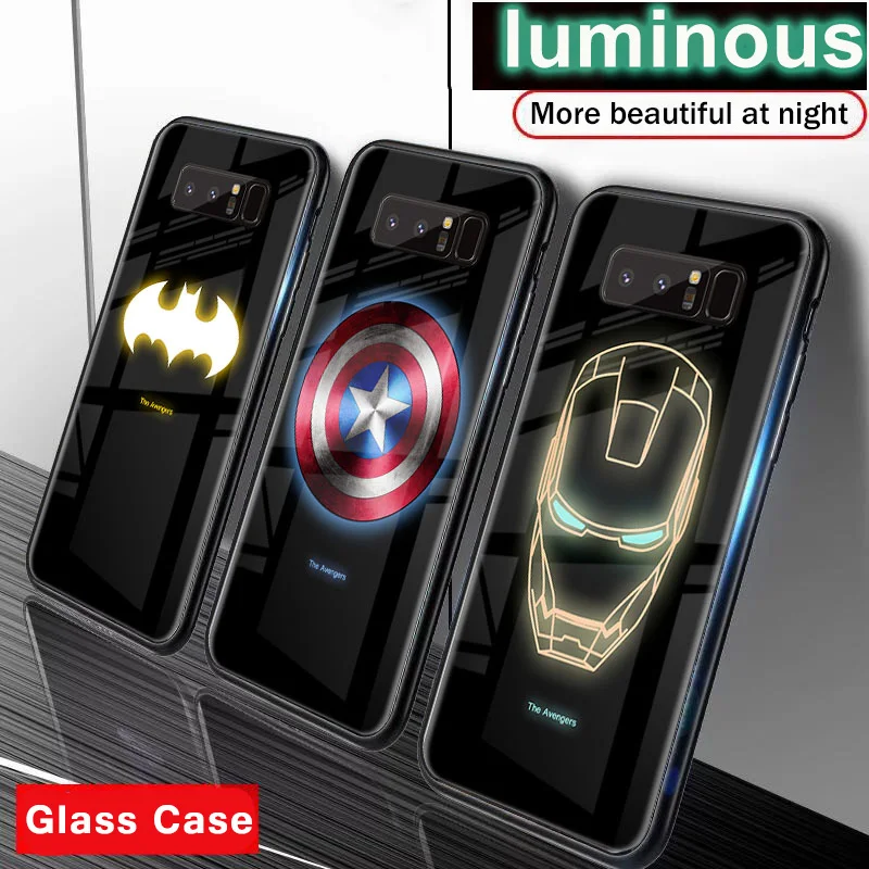 Marvel Мстители светящийся стеклянный чехол для телефона samsung Galaxy S10E S10 5G S9 S8 Plus Note 10 9