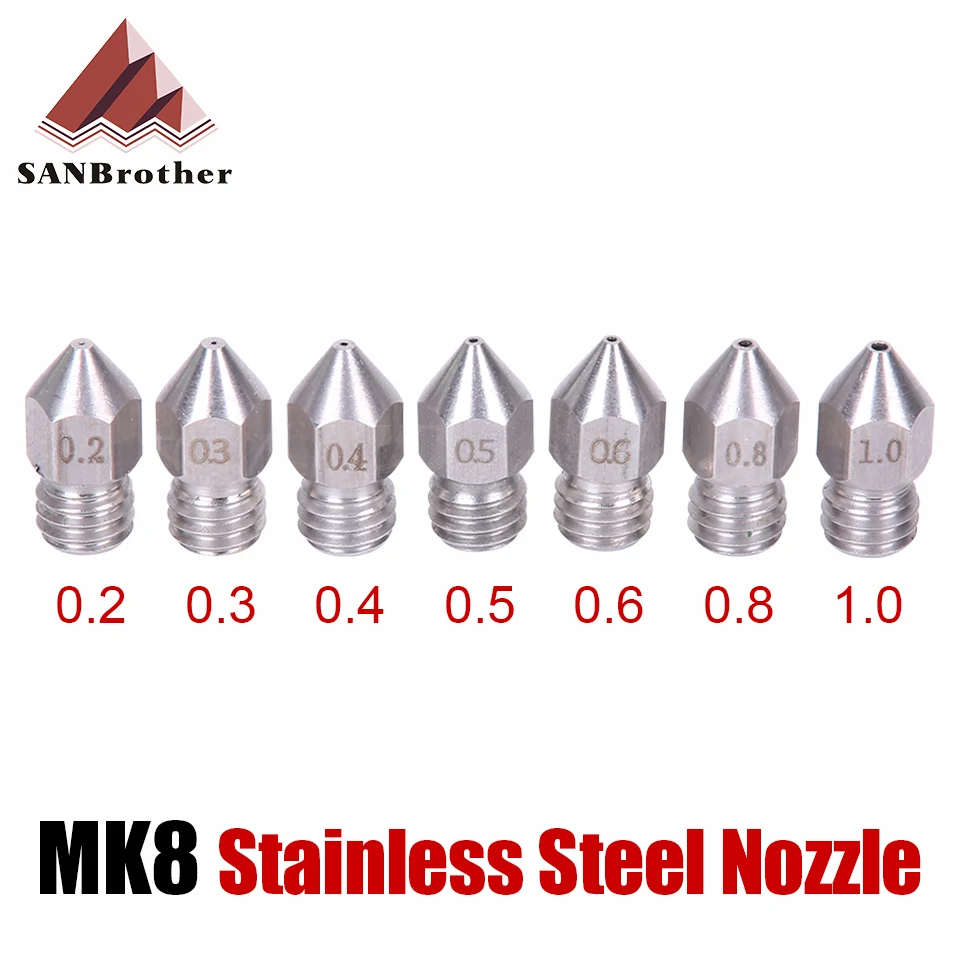 3D Printer Threaded Stainless Steel MK8 Nozzle M6 0.2 0.3 0.4 0.5 0.6mm for 1.75mm Filament for CR10 CR-10S Ender 3 Ender 5
3D Printer Threaded Stainless Steel MK8 Nozzle M6 0.2 0.3 0.4 0.5 0.6mm for 1.75mm Filament for CR10 CR-10S Ender 3 Ender 5