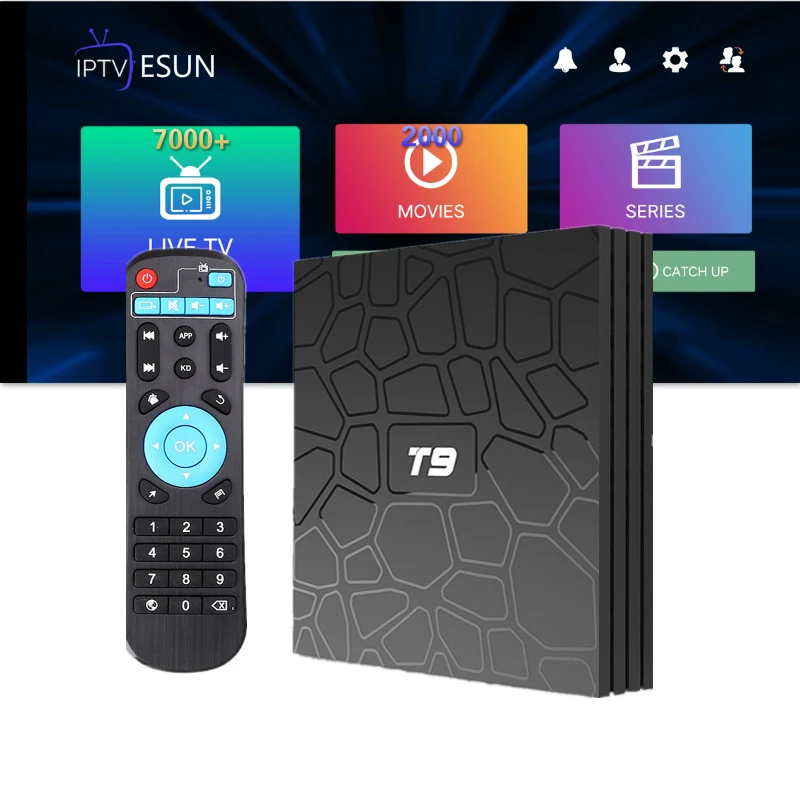 

T9 Android TV Box Android 8.1 4GB 32GB 64GB Smart TV Rockchip RK3328 1080P H.265 1 Year IPTV Europe France Arabic Africa Morocco