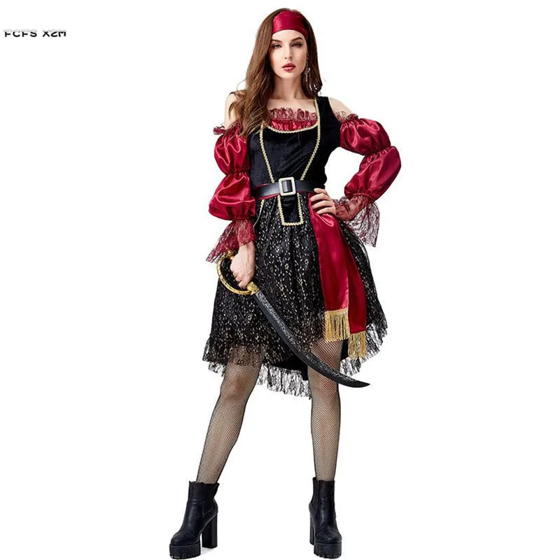 Medieval Women Halloween Pirates of the Caribbean Costumes Female Warrior Cosplay Carnival Purim Nightclub Role Play Party Dress
Medieval Women Halloween Pirates of the Caribbean Costumes Female Warrior Cosplay Carnival Purim Nightclub Role Play Party Dress