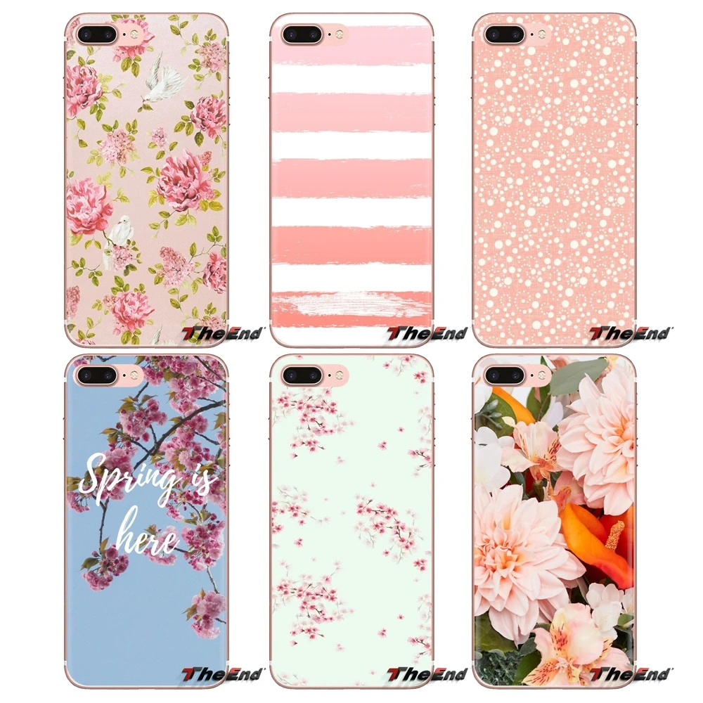 For Samsung Galaxy S2 S3 S4 S5 MINI S6 S7 edge S8 S9 Plus Note 2 3 4 5 8 Coque Fundas Silicone Case Luxury Elegant Peach blossom |