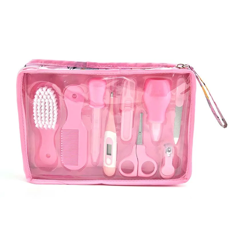 9Pcs/set Baby Healthcare Set Child Grooming Kit Manicure Nail Clippers Scissors Comb Thermometer Hair Brush Newborn Care Tools 9Pcs/set Baby Healthcare Set Child Grooming Kit Manicure Nail Clippers Scissors Comb Thermometer Hair Brush Newborn Care Tools