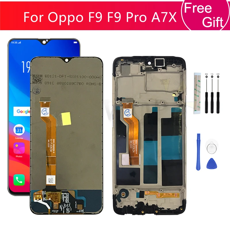 

For Oppo F9 LCD A7x Display Touch Screen Digitizer Assembly With Frame For Oppo F9 Pro Screen Replacement Repair Parts 6.3"