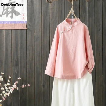 2020 cotton linen ladies' mandarin collar tang suit tops traditional chinese national wind blouse plus large loose women tops 
2020 cotton linen ladies' mandarin collar tang suit tops traditional chinese national wind blouse plus large loose women tops
