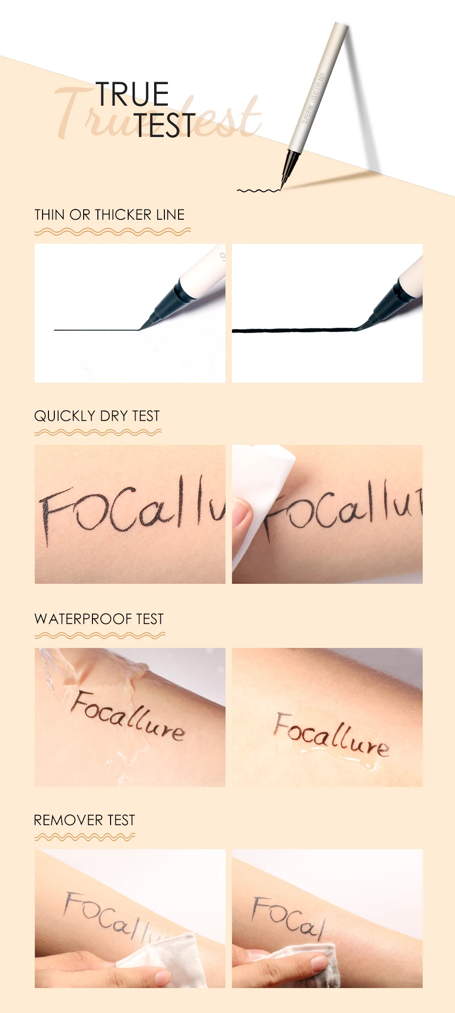 FOCALLURE 2PCS Makeup Set Superfine Eyeliner Long-lasting Nature Eyebrow Eye Makeup Kit