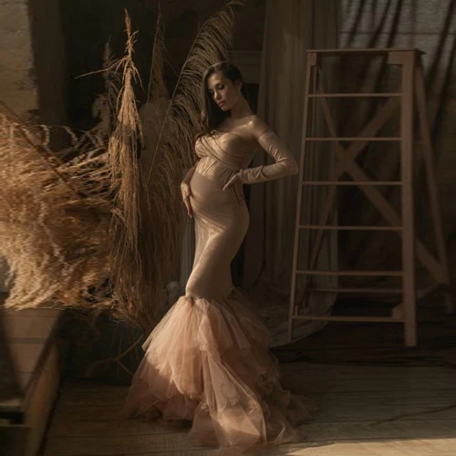 Vintage Mermaid Maternity Dresses Women Stretchy Spandex With Tulle Ruffles Mermaid Pregnancy Long Prom Party Gowns Custom Made 
Vintage Mermaid Maternity Dresses Women Stretchy Spandex With Tulle Ruffles Mermaid Pregnancy Long Prom Party Gowns Custom Made