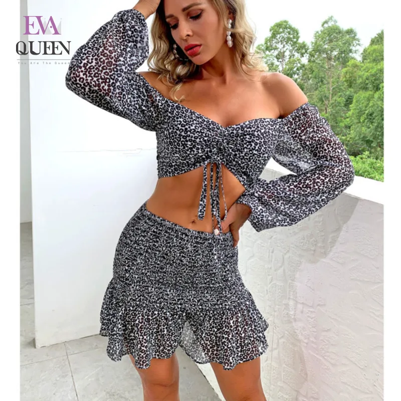 Женский комплект EvaQueen из двух предметов топ с длинными рукавами фонариками и