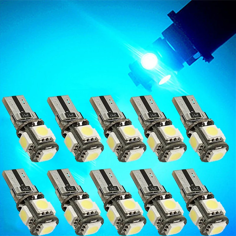 10Pcs Ice Blue T10 W5W 5050 5SMD LED Canbus Error Free Bulbs For 192 168 194 Clearance Lamps License Plate Lights 12V
10Pcs Ice Blue T10 W5W 5050 5SMD LED Canbus Error Free Bulbs For 192 168 194 Clearance Lamps License Plate Lights 12V